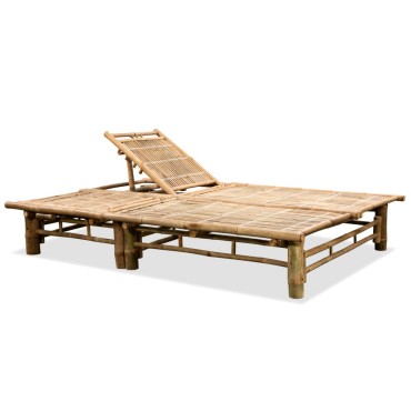vidaXL Ξαπλώστρα 2 ατόμων από Μπαμπού 200x130x(24-87)cm 1 τεμ.