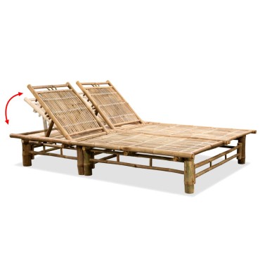 vidaXL Ξαπλώστρα 2 ατόμων από Μπαμπού 200x130x(24-87)cm 1 τεμ.