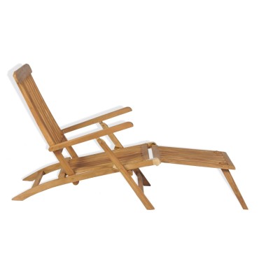 vidaXL Ξαπλώστρα με Υποπόδιο από Μασίφ Ξύλο Teak