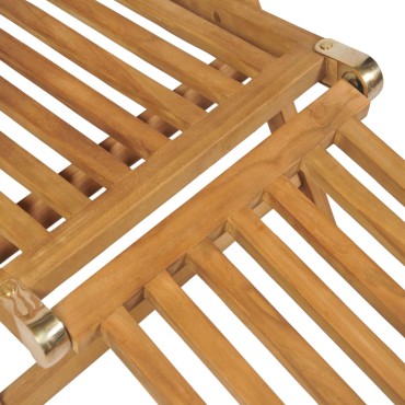 vidaXL Ξαπλώστρα με Υποπόδιο από Μασίφ Ξύλο Teak