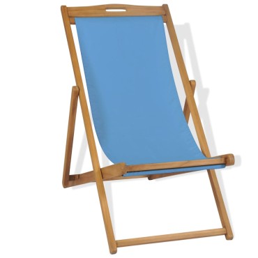 vidaXL Ξαπλώστρα Μπλε 56x105x96cm από Ξύλο Teak
