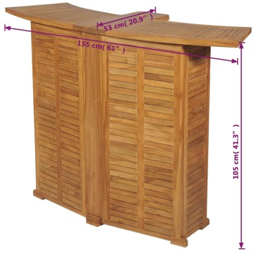 vidaXL Τραπέζι Μπαρ Πτυσσόμενο 155x53x105cm από Μασίφ Ξύλο Teak 1 τεμ.