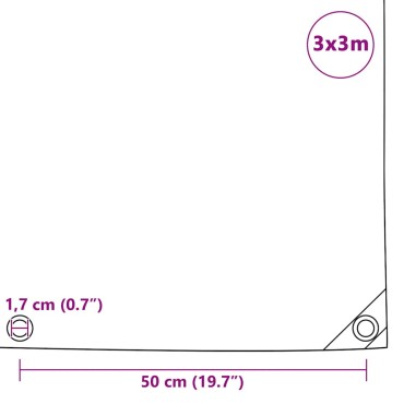 vidaXL Μουσαμάς 650 γρ./μ.² Γκρι 3 x 3 μ.