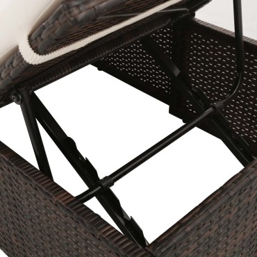vidaXL Ξαπλώστρα - Κρεβάτι Κήπου Καφέ 195x60cm Συνθετικό Ρατάν - Μονό