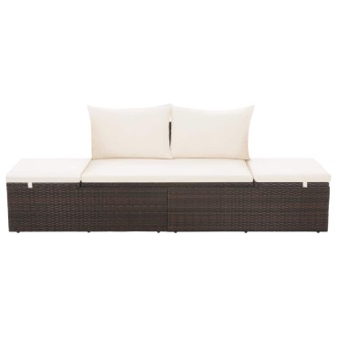 vidaXL Ξαπλώστρα - Κρεβάτι Κήπου Καφέ 195x60cm Συνθετικό Ρατάν