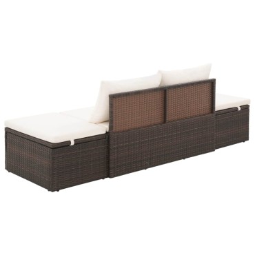 vidaXL Ξαπλώστρα - Κρεβάτι Κήπου Καφέ 195x60cm Συνθετικό Ρατάν