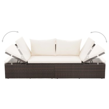 vidaXL Ξαπλώστρα - Κρεβάτι Κήπου Καφέ 195x60cm Συνθετικό Ρατάν