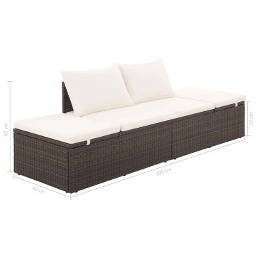 vidaXL Ξαπλώστρα - Κρεβάτι Κήπου Καφέ 195x60cm Συνθετικό Ρατάν