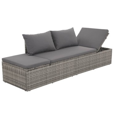 vidaXL Ξαπλώστρα - Κρεβάτι Κήπου Γκρι 195x60cm Συνθετικό Ρατάν - Μονό