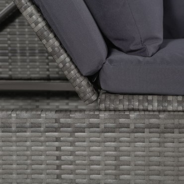 vidaXL Ξαπλώστρα - Κρεβάτι Κήπου Γκρι 200x60cm Συνθετικό Ρατάν 1 τεμ.