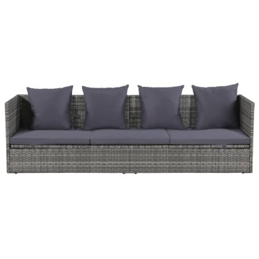 vidaXL Ξαπλώστρα - Κρεβάτι Κήπου Γκρι 200x60cm Συνθετικό Ρατάν 1 τεμ.