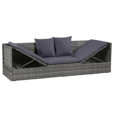vidaXL Ξαπλώστρα - Κρεβάτι Κήπου Γκρι 200x60cm Συνθετικό Ρατάν 1 τεμ.
