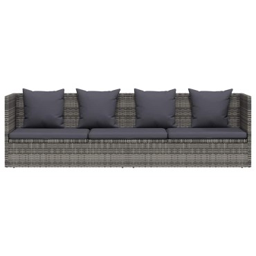 vidaXL Ξαπλώστρα - Κρεβάτι Κήπου Γκρι 200x60cm Συνθετικό Ρατάν 1 τεμ.