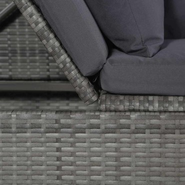 vidaXL Ξαπλώστρα - Κρεβάτι Κήπου Γκρι 200x60cm Συνθετικό Ρατάν 1 τεμ.