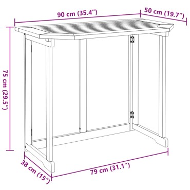 vidaXL Τραπέζι Bistro 90x50x75cm από Μασίφ Ξύλο Ακακίας 1 τεμ.