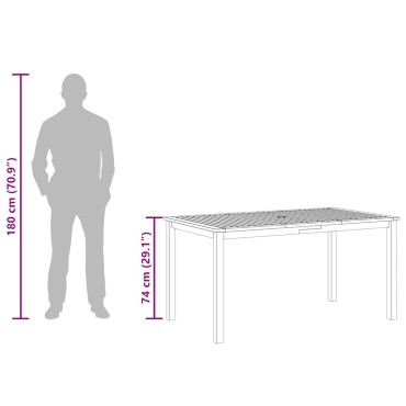 vidaXL Τραπέζι Κήπου 150x90x74cm από Μασίφ Ξύλο Ακακίας 1 τεμ.