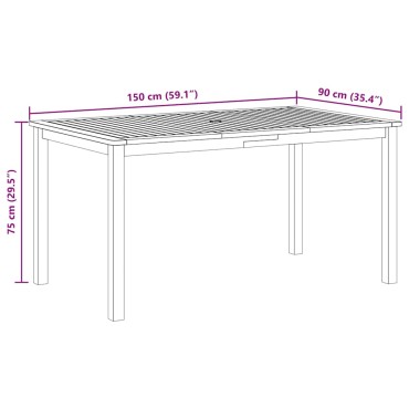 vidaXL Τραπέζι Κήπου 150x90x74cm από Μασίφ Ξύλο Ακακίας 1 τεμ.