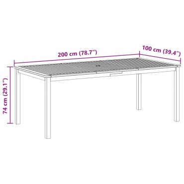 vidaXL Τραπέζι Κήπου 200x100x74cm από Μασίφ Ξύλο Ακακίας 1 τεμ.