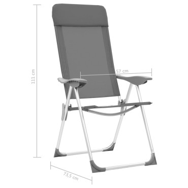 vidaXL Καρέκλες Camping Πτυσσόμενες 4 τεμ. Γκρι από Αλουμίνιο
