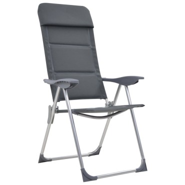 vidaXL Καρέκλες Camping 2 τεμ. Γκρι 58 x 69 x 111 εκ. από Αλουμίνιο
