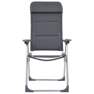 vidaXL Καρέκλες Camping 2 τεμ. Γκρι 58 x 69 x 111 εκ. από Αλουμίνιο