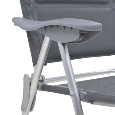 vidaXL Καρέκλες Camping 2 τεμ. Γκρι 58 x 69 x 111 εκ. από Αλουμίνιο