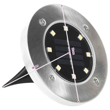 vidaXL Σποτ Ηλιακά Χωνευτά - Καρφωτά LED 8 τεμ. Θερμό Λευκό