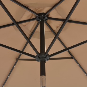 vidaXL Ομπρέλα Κήπου με LED Χρώμα Taupe 300 εκ. με Ατσάλινο Ιστό