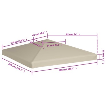 vidaXL Κάλυμμα για Κιόσκι Μπεζ 3 x 3 μ. 310 γρ./μ²