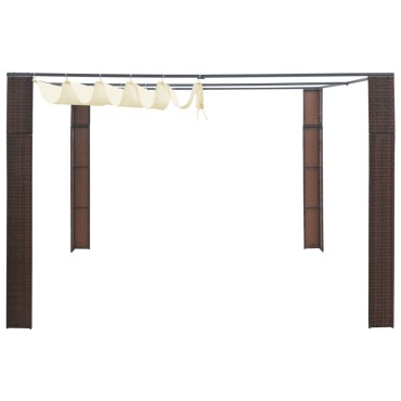 vidaXL Κιόσκι με Οροφή Καφέ/Κρεμ 300x300x200 εκ. από Συνθετικό Ρατάν