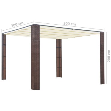 vidaXL Κιόσκι με Οροφή Καφέ/Κρεμ 300x300x200 εκ. από Συνθετικό Ρατάν
