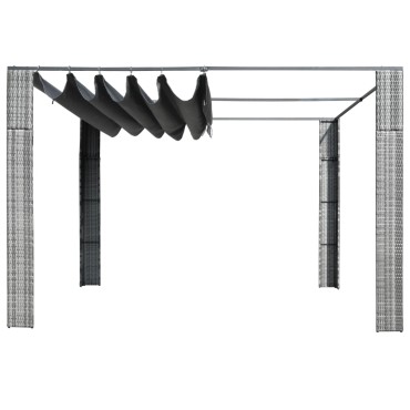 vidaXL Κιόσκι με Οροφή Γκρι/Ανθρακί 300x300x200 εκ. Συνθετικό Ρατάν