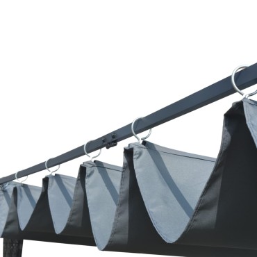 vidaXL Κιόσκι με Οροφή Γκρι/Ανθρακί 300x300x200 εκ. Συνθετικό Ρατάν