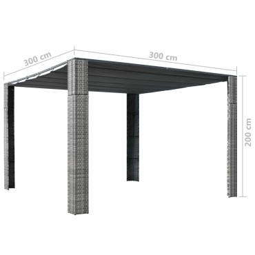 vidaXL Κιόσκι με Οροφή Γκρι/Ανθρακί 300x300x200 εκ. Συνθετικό Ρατάν
