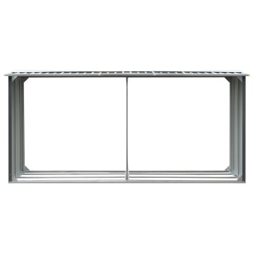 vidaXL Υπόστεγο Αποθήκευσης Ξύλων Κήπου Γκρι 330x92x153 εκ. Ατσάλι