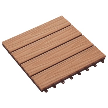 vidaXL Πλακάκια Deck 11 τεμ. Ανάγλυφα Χρώμα Teak 30x30 εκ. 1 μ² WPC