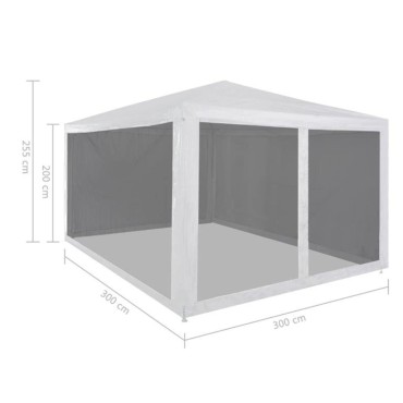 vidaXL Τέντα Εκδηλώσεων με 4 Τοιχώματα με Δίχτυ 3 x 3 μ.
