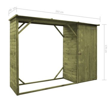 vidaXL Υπόστεγο Καυσόξυλων / Αποθήκη Κήπου 253x80x170 εκ. Ξύλο Πεύκου