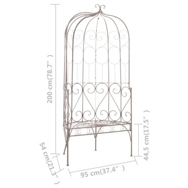 vidaXL Παγκάκι Κήπου Αντικέ Καφέ Σιδερένιο 95x54x200cm 1 τεμ.