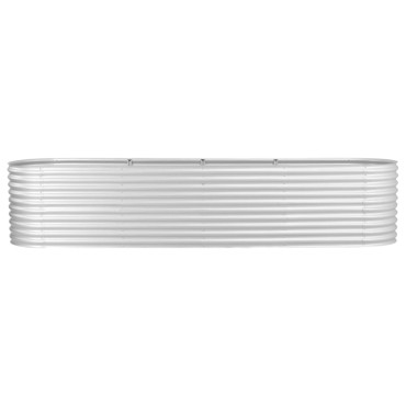 vidaXL Ζαρντινιέρα Υπερυψωμένη Ασημί 400x80x81 εκ. Γαλβανισμ. Χάλυβας