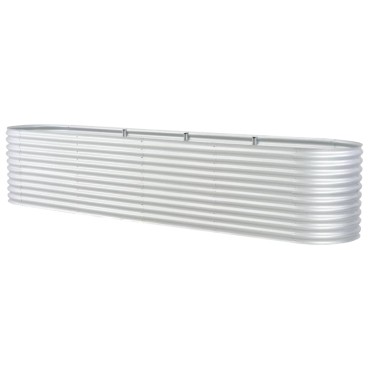 vidaXL Ζαρντινιέρα Υπερυψωμένη Ασημί 400x80x81 εκ. Γαλβανισμ. Χάλυβας