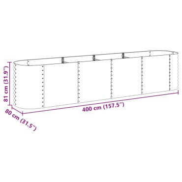 vidaXL Ζαρντινιέρα Υπερυψωμένη Ασημί 400x80x81 εκ. Γαλβανισμ. Χάλυβας