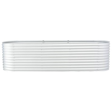 vidaXL Ζαρντινιέρα Υπερυψωμένη Ασημί 320x80x81 εκ. Γαλβανισμ. Χάλυβας