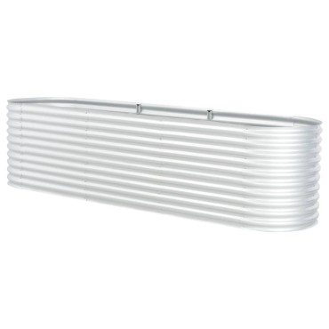 vidaXL Ζαρντινιέρα Υπερυψωμένη Ασημί 320x80x81 εκ. Γαλβανισμ. Χάλυβας