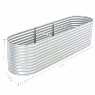vidaXL Ζαρντινιέρα Υπερυψωμένη Ασημί 320x80x81 εκ. Γαλβανισμ. Χάλυβας