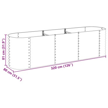 vidaXL Ζαρντινιέρα Υπερυψωμένη Ασημί 320x80x81 εκ. Γαλβανισμ. Χάλυβας
