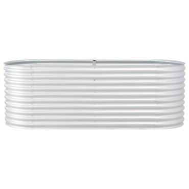 vidaXL Ζαρντινιέρα Υπερυψωμένη Ασημί 240x80x81 εκ. Γαλβανισμ. Χάλυβας