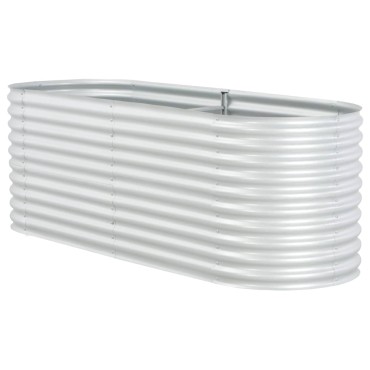 vidaXL Ζαρντινιέρα Υπερυψωμένη Ασημί 240x80x81 εκ. Γαλβανισμ. Χάλυβας