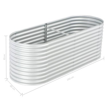 vidaXL Ζαρντινιέρα Υπερυψωμένη Ασημί 240x80x81 εκ. Γαλβανισμ. Χάλυβας