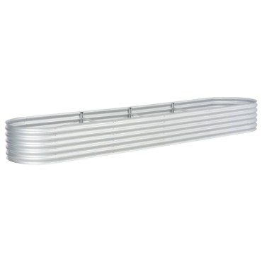 vidaXL Ζαρντινιέρα Υπερυψωμένη Ασημί 400x80x44 εκ. Γαλβανισμ. Χάλυβας